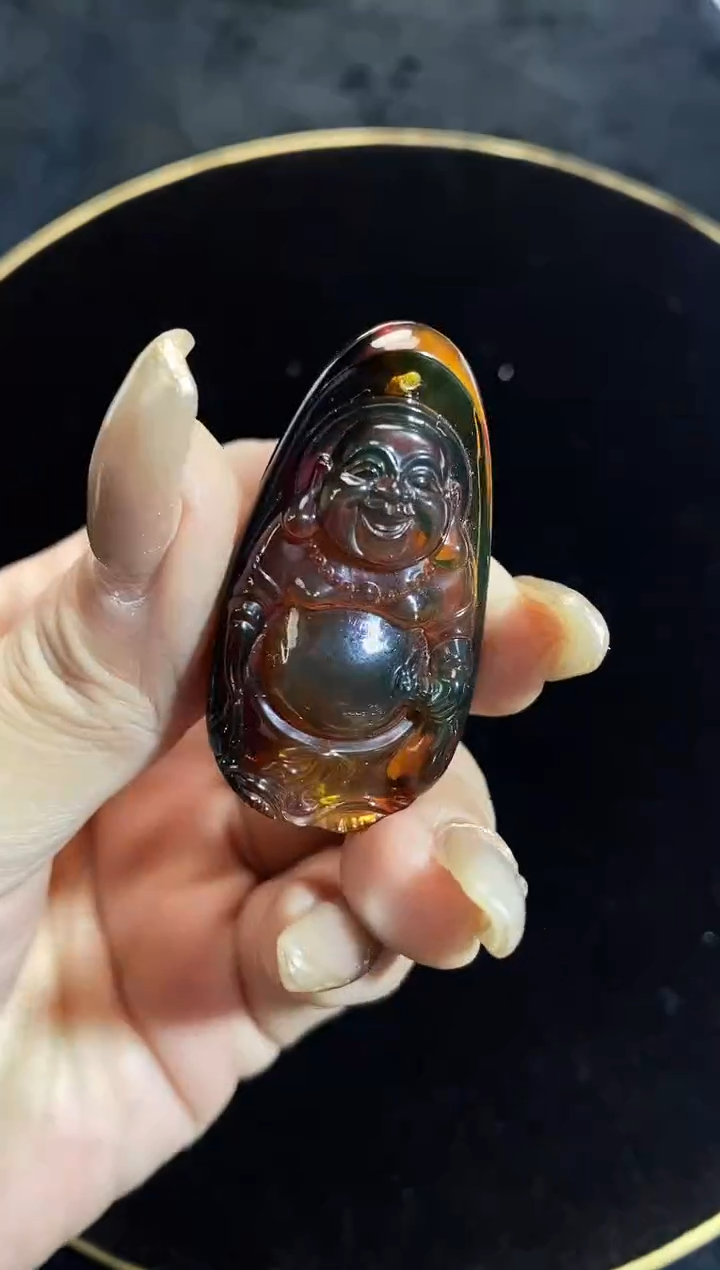 【闪购商品】琥珀裸石未镶嵌墨西哥红蓝珀吊坠