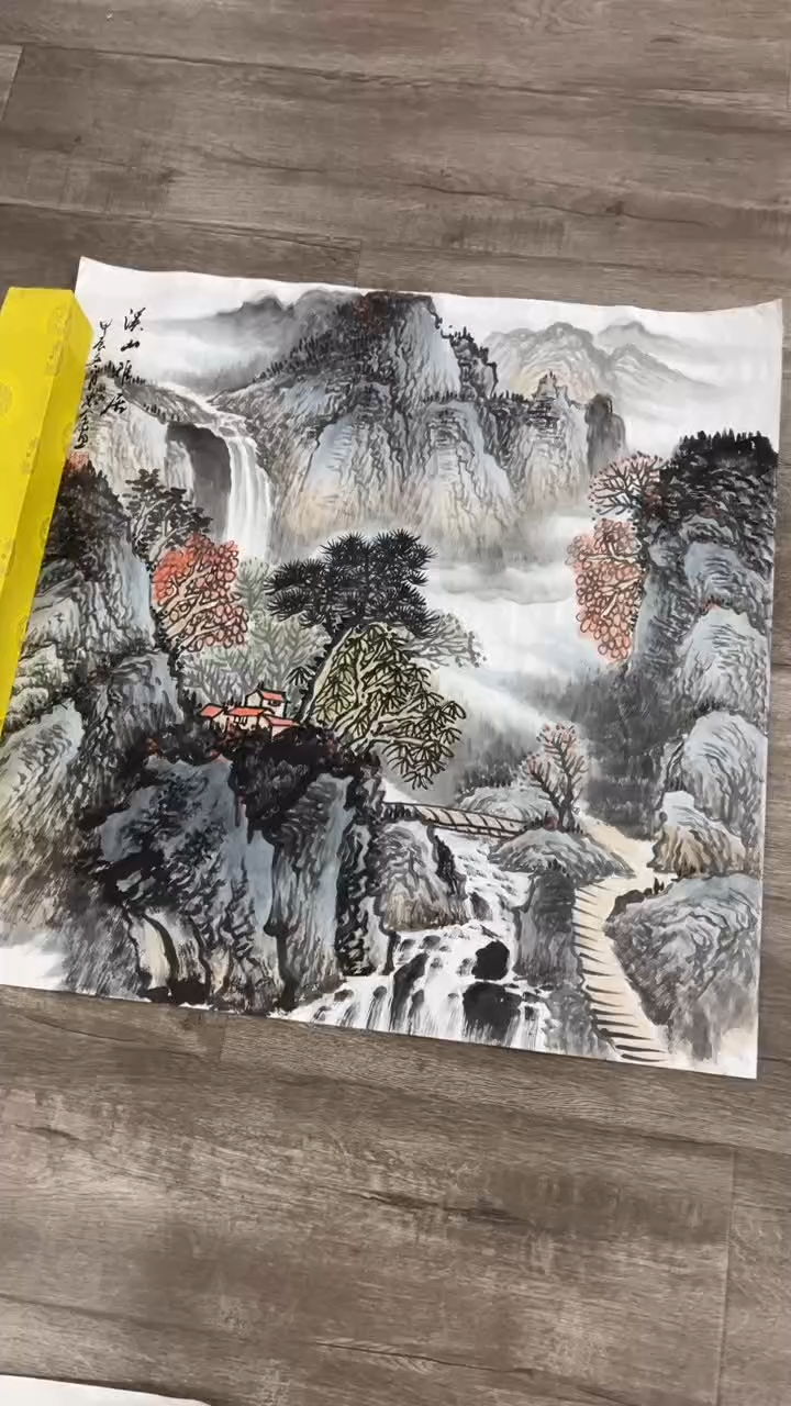 【闪购商品】书法斗方画山水 2号