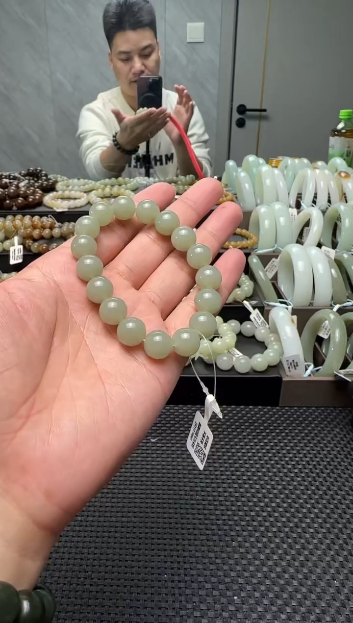 未镶嵌手串和田玉青白玉手串卡12