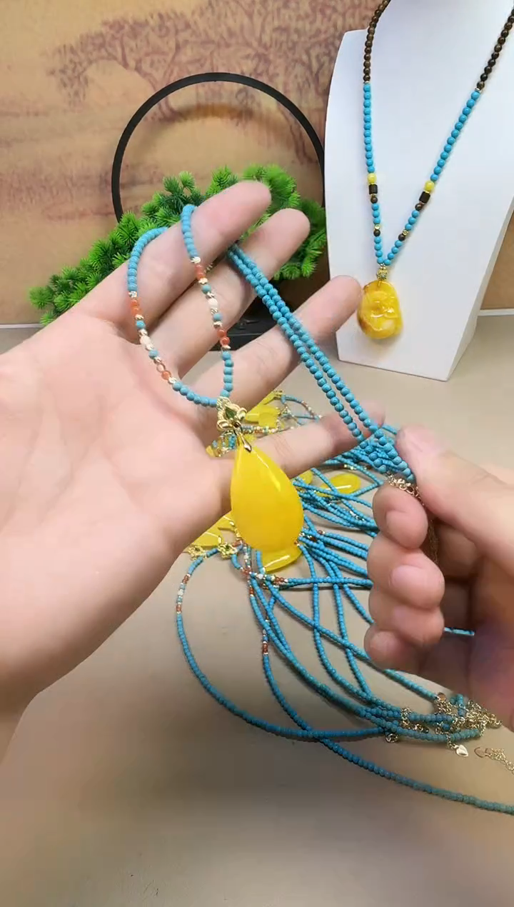 蜜蜡颈饰14K金镶嵌A02 