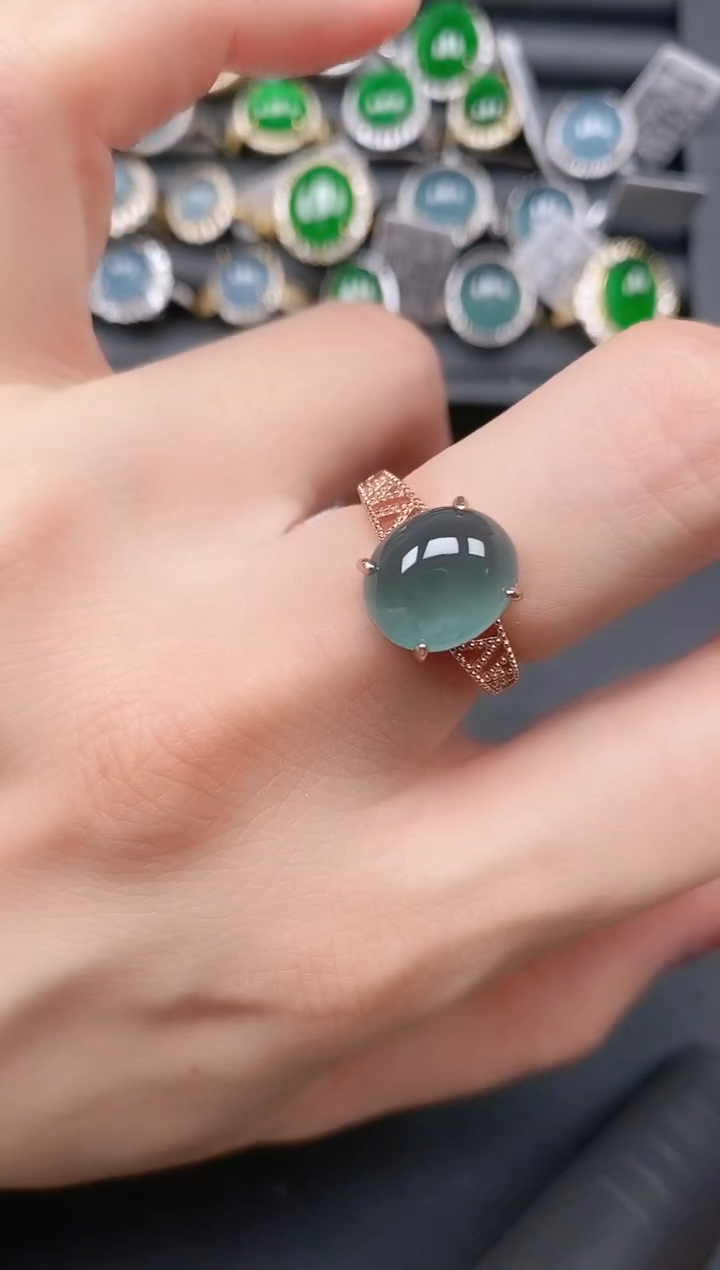 翡翠戒指银S925镶嵌111111