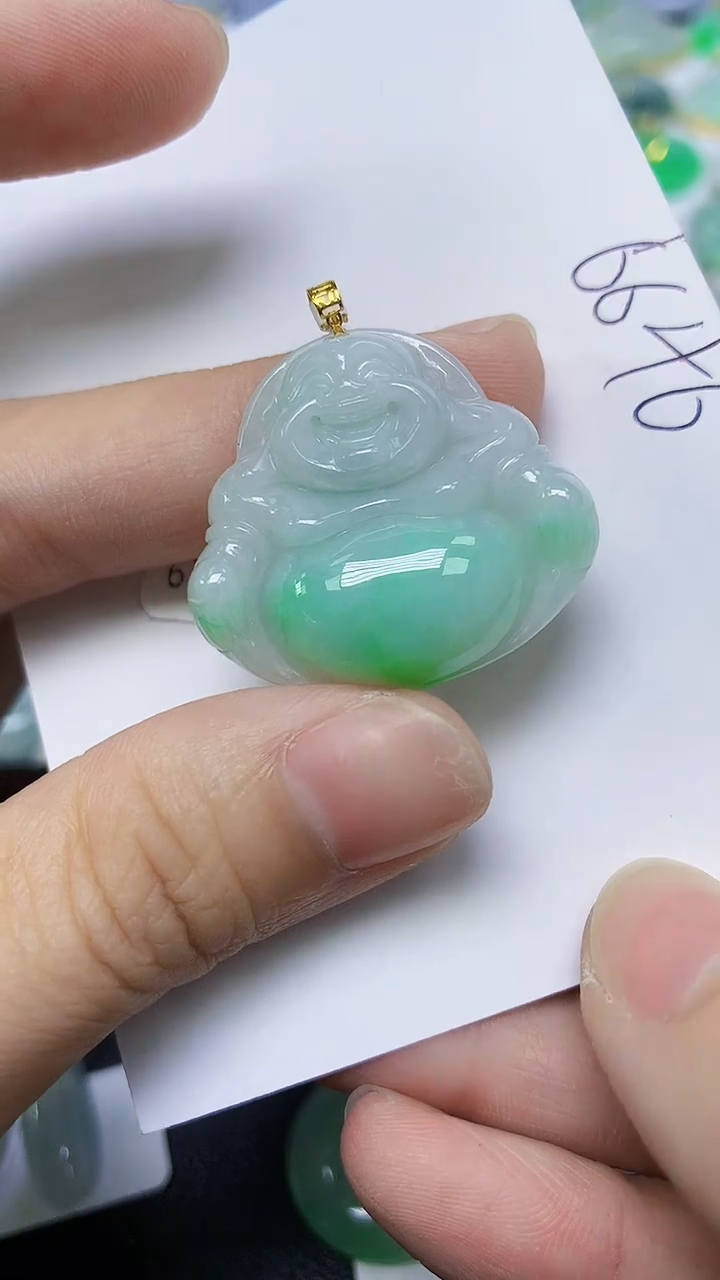 翡翠18K金镶嵌颈饰天然自然緬甸A貨翡翠