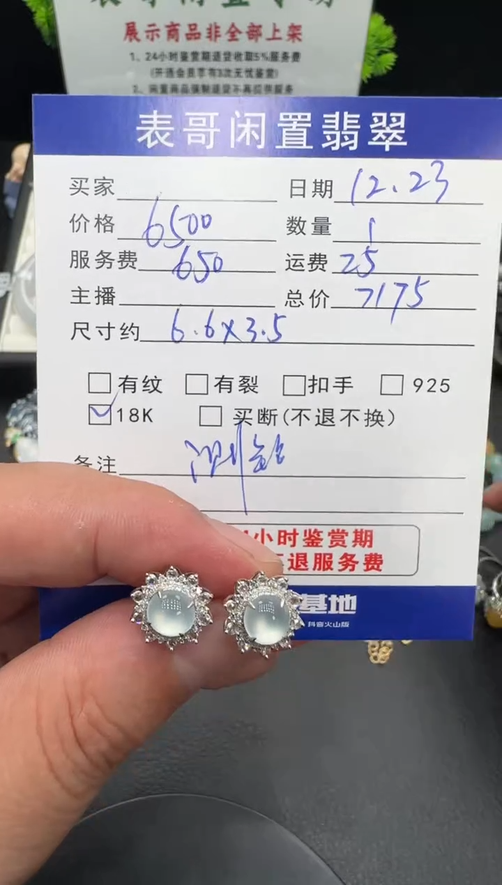 18K金镶嵌翡翠耳饰翡翠耳饰