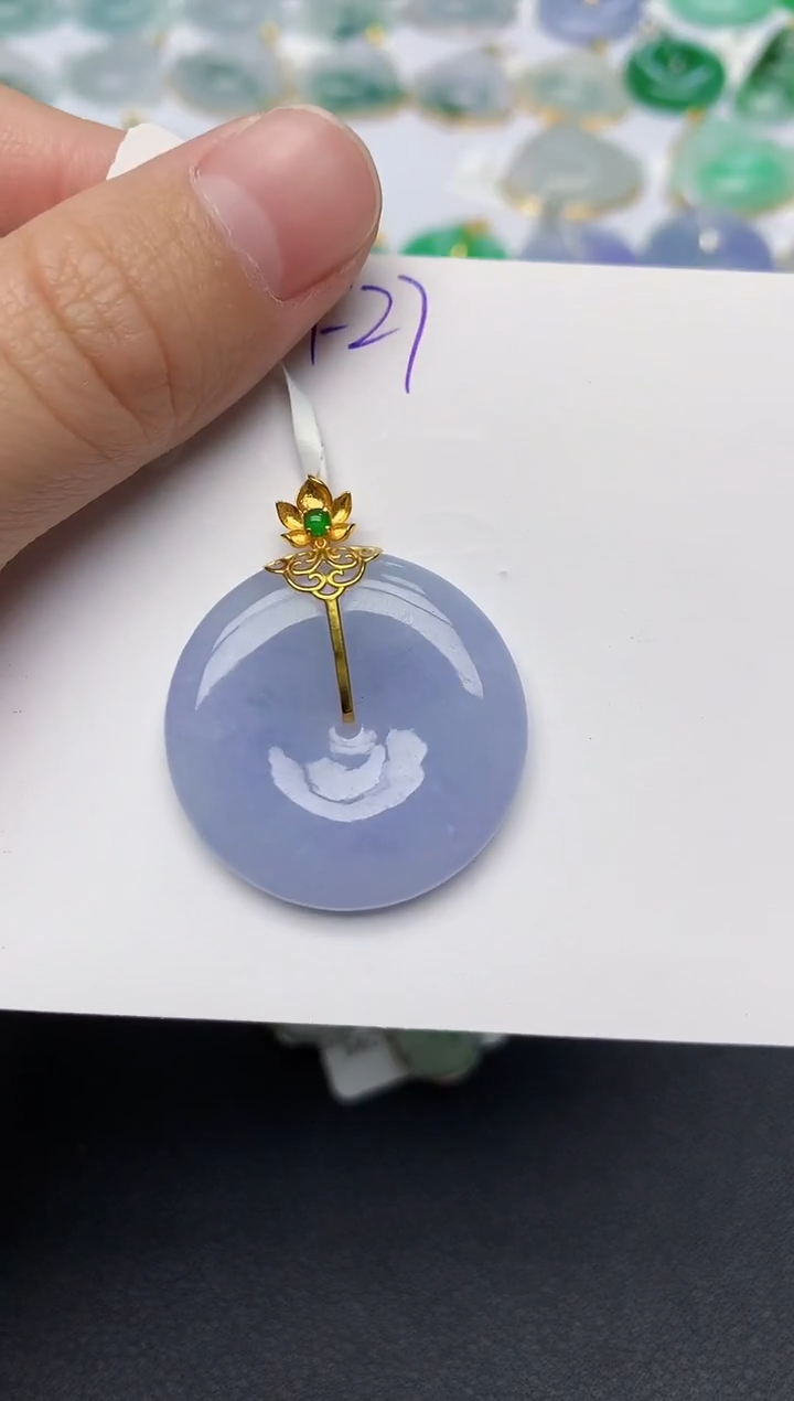 颈饰18K金镶嵌翡翠 天然缅甸A货翡翠百元以上9元证书费自理