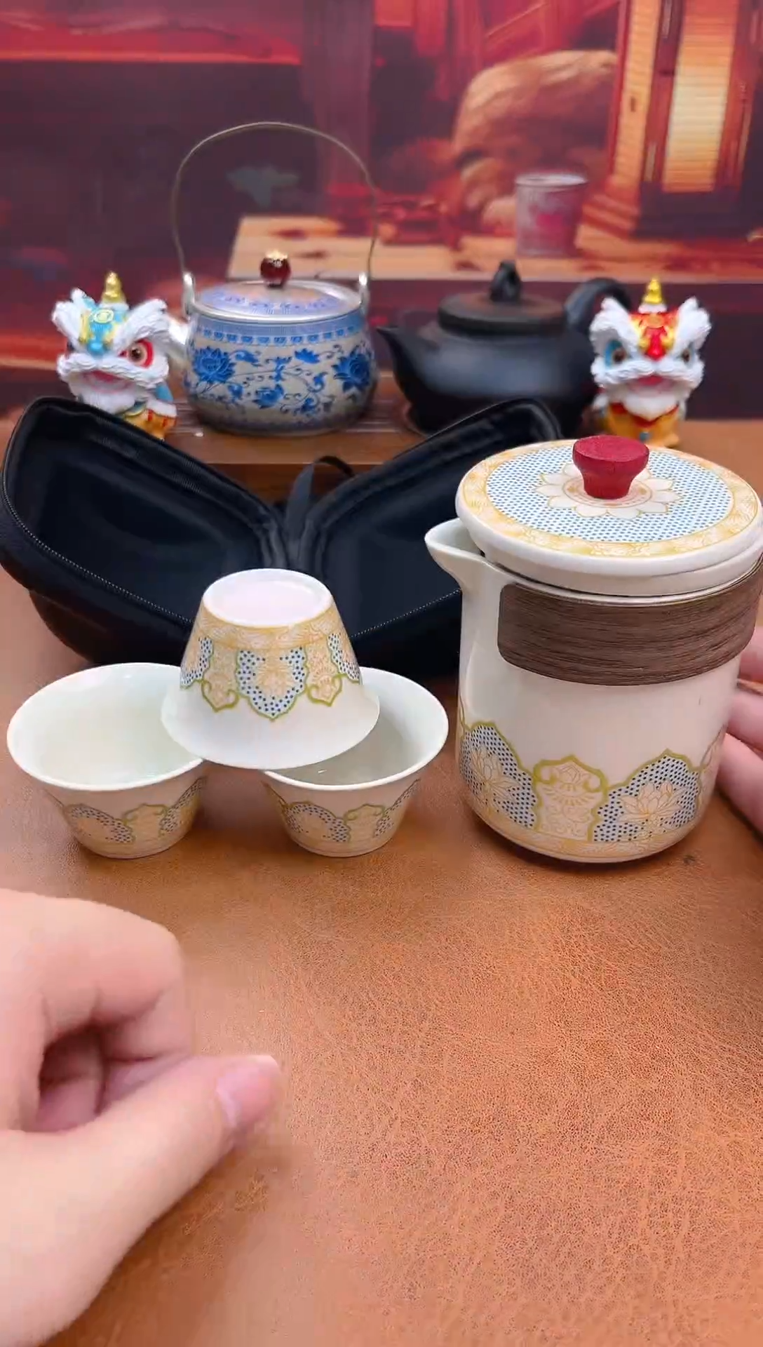 陶瓷茶具摆件旅行套组