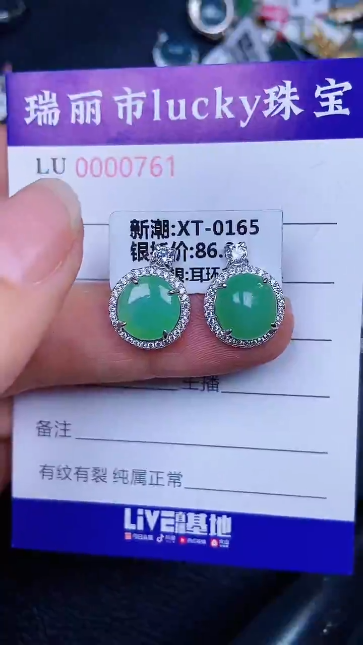颈饰银S925镶嵌翡翠0761