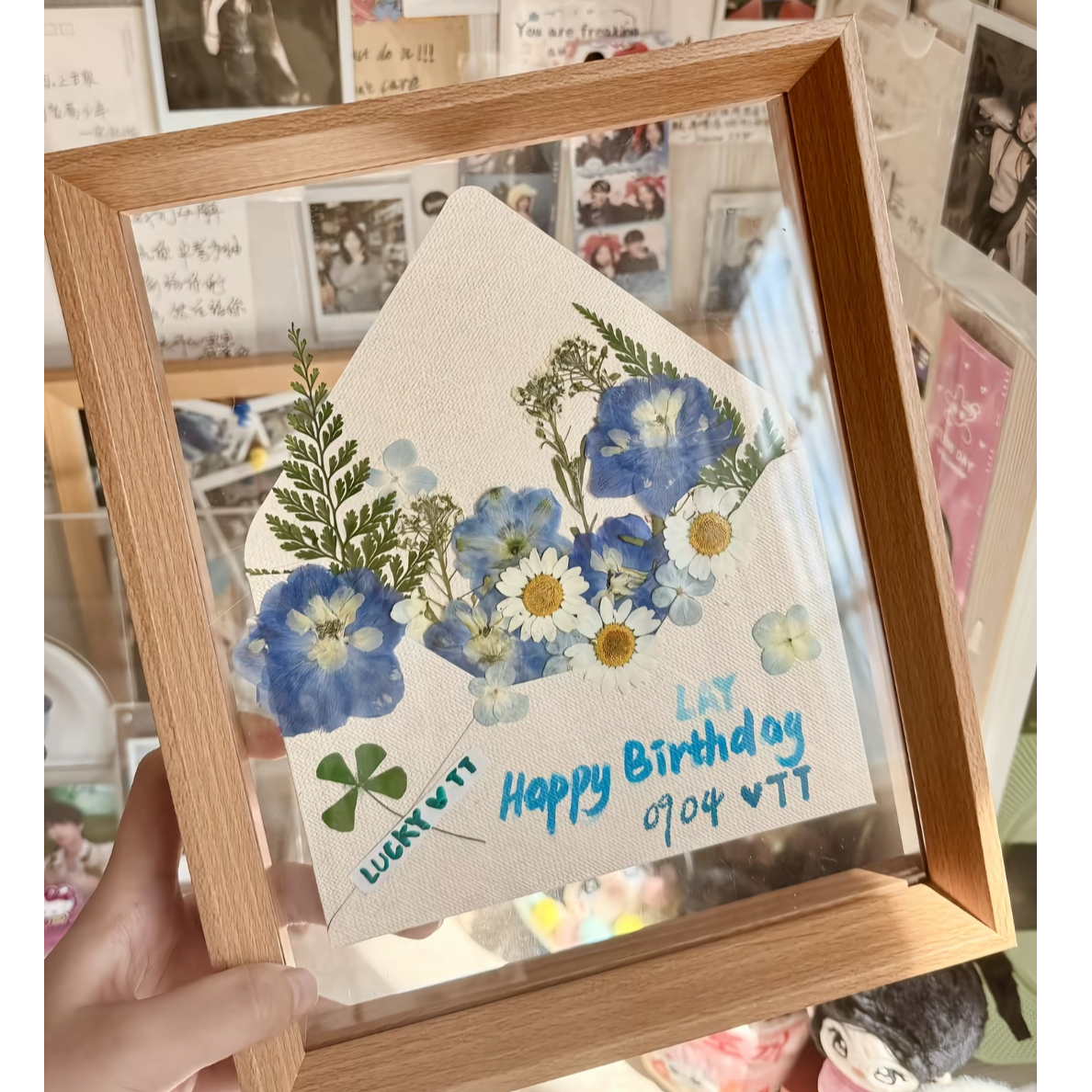 【低价】春日来信DIY相框信封干花材料包七夕手工生日礼物送朋友