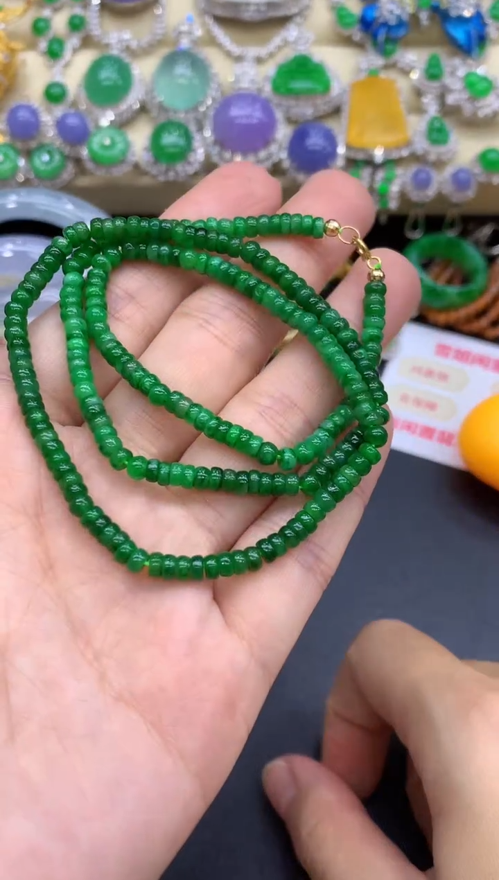 颈饰18K金镶嵌翡翠429-中国好珍宝