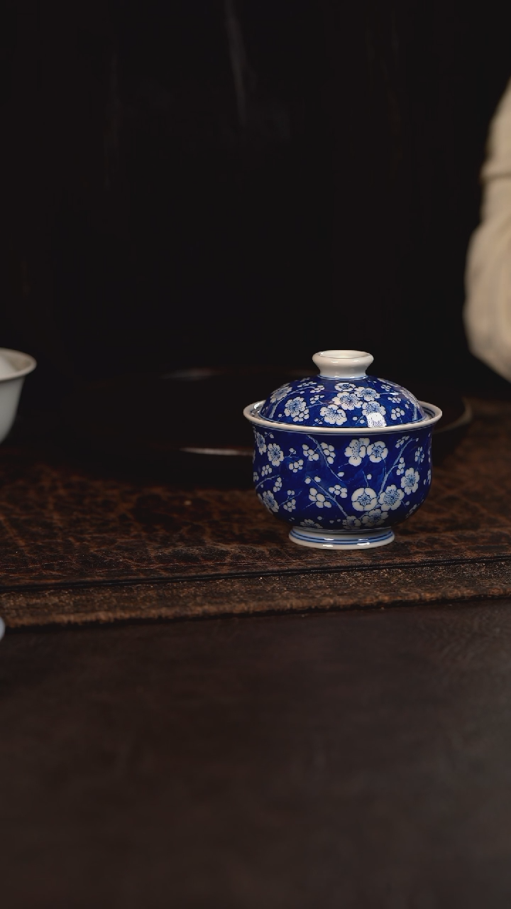 【闪购商品】杯HLX陶瓷蓝地冰梅布袋盖碗