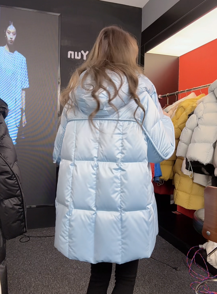 95白鹅绒连帽中长款简约白鹅绒宽松冬季韩版鹅绒