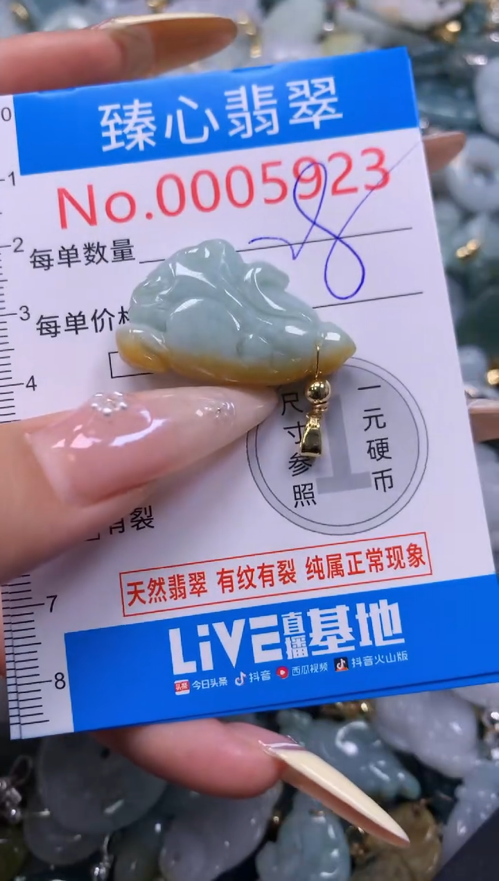 翡翠未镶嵌颈饰含绳0005923
