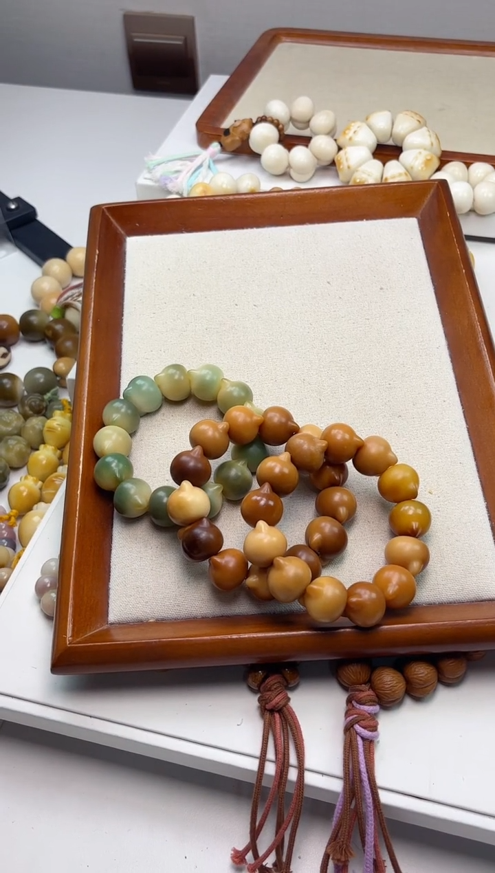 手串菩提根/象牙果沐j49干磨猫猫头21mm手串瑕疵不补随机