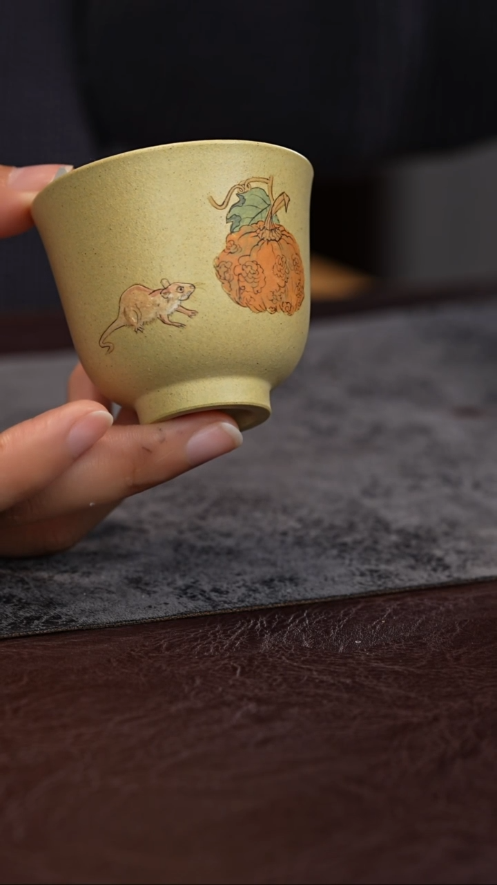 【闪购商品】紫砂茶杯 泥绘南瓜鼠 铃铛杯