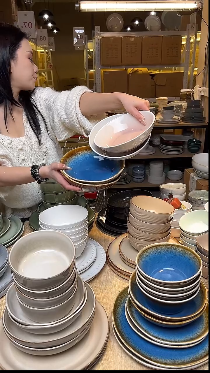 瓷180外贸尾货窑变釉下彩默外微瑕（4只装）