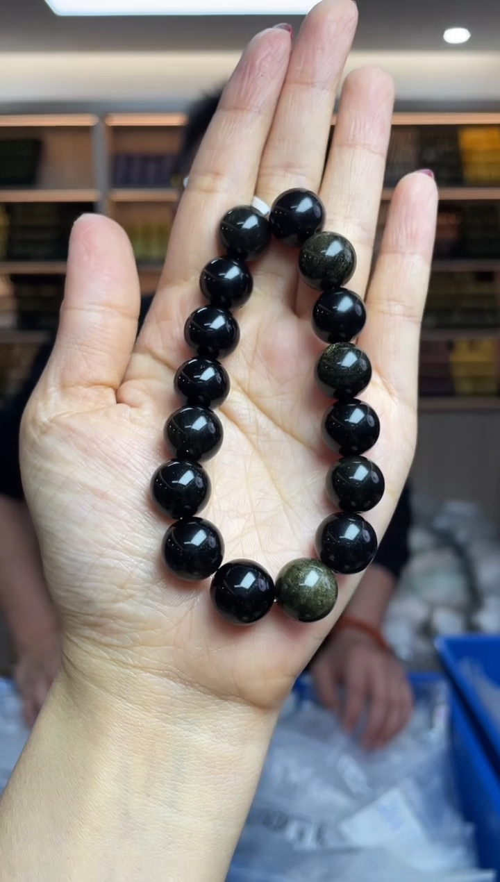 【闪购商品】黑曜岩手串未镶嵌多样性发一件