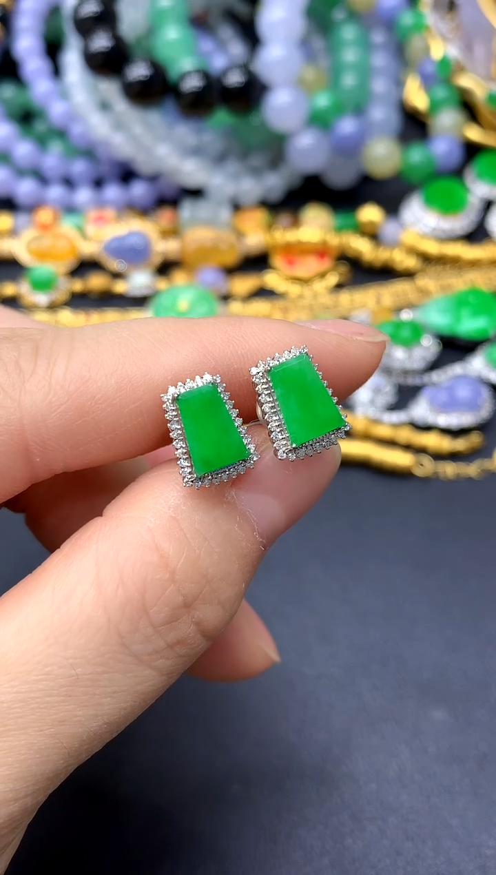 18K金镶嵌翡翠耳饰452-中国好珍宝