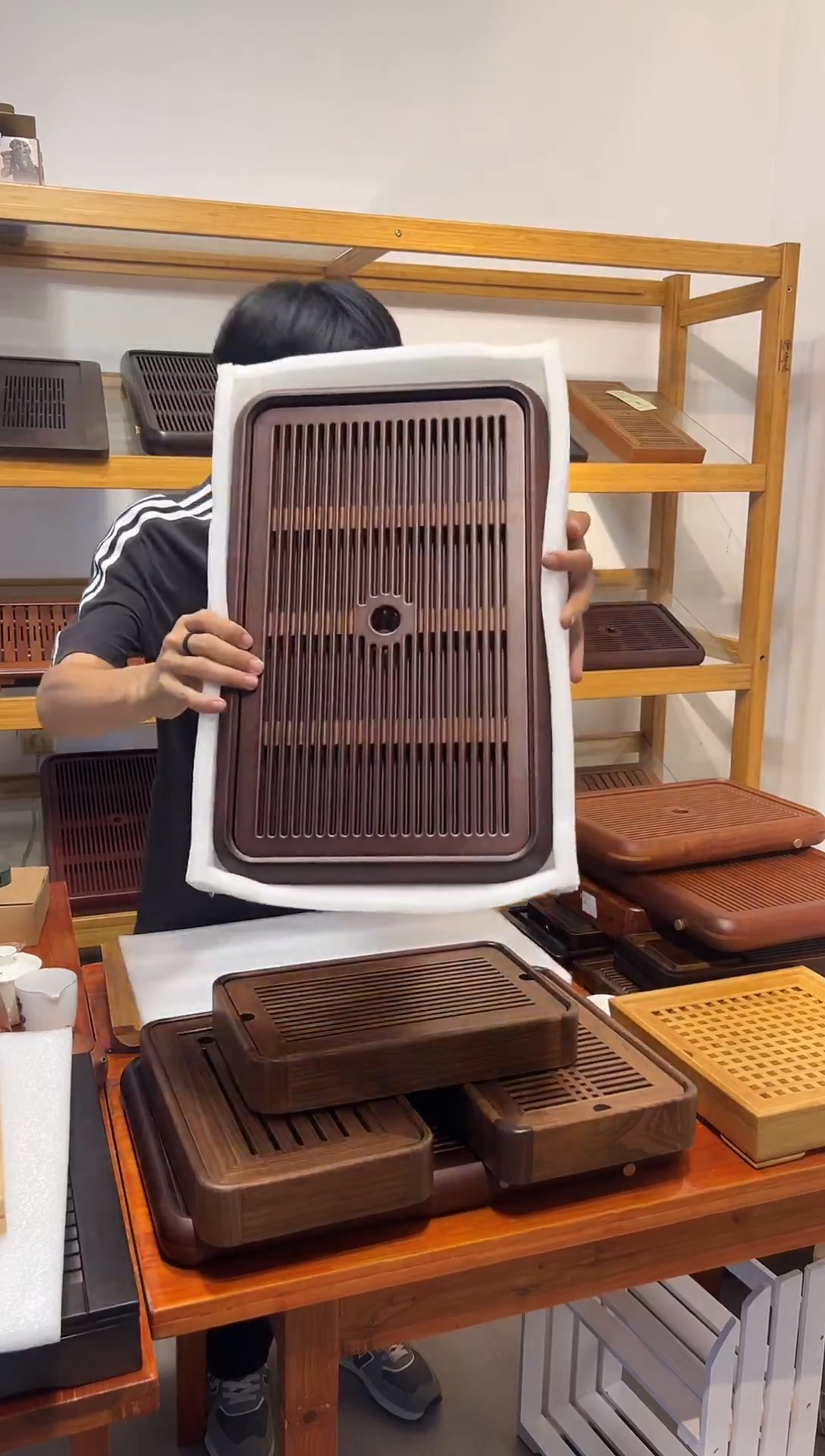 胡桃色雅致中号茶盘