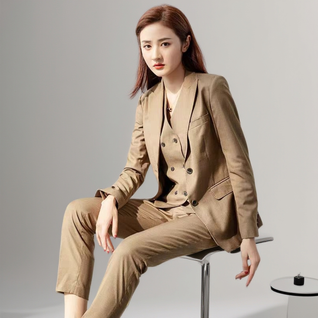 四季款高端通勤休闲女士西装三件套套装无与伦比的穿搭