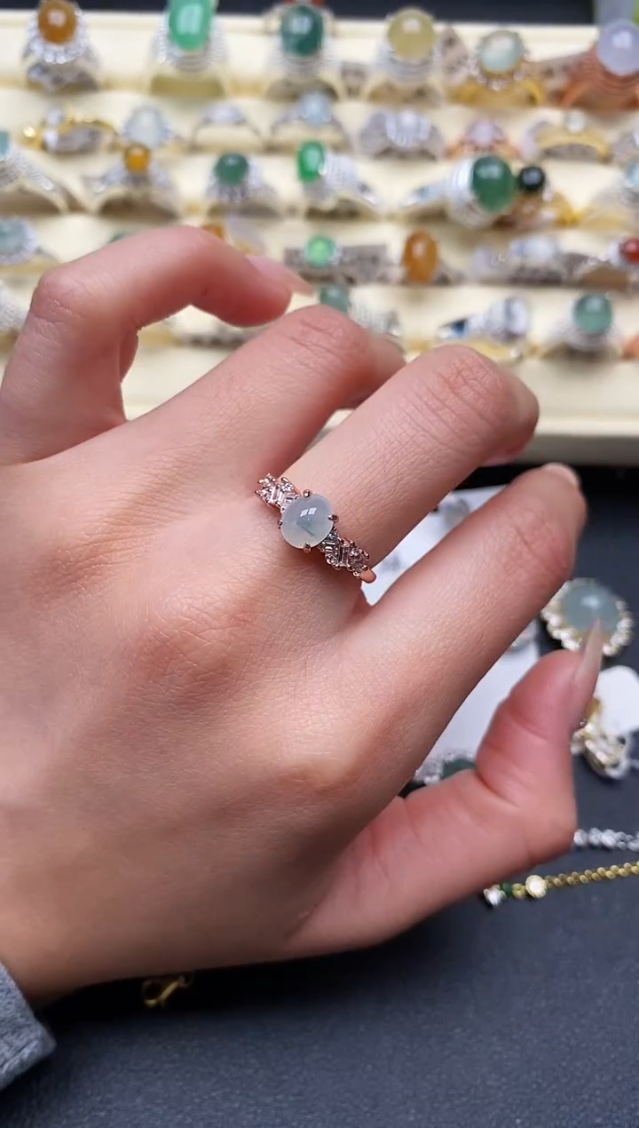 【闪购商品】翡翠戒指银S925镶嵌2222222+5