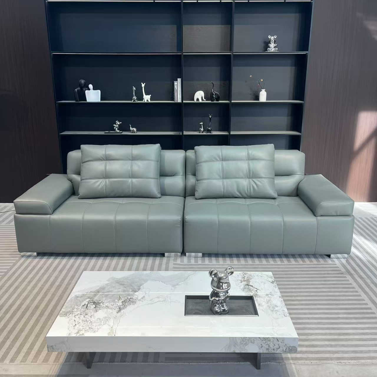 伦卓2025新款意试真皮简约皮艺沙发大平层设计师意式皮艺直排沙发