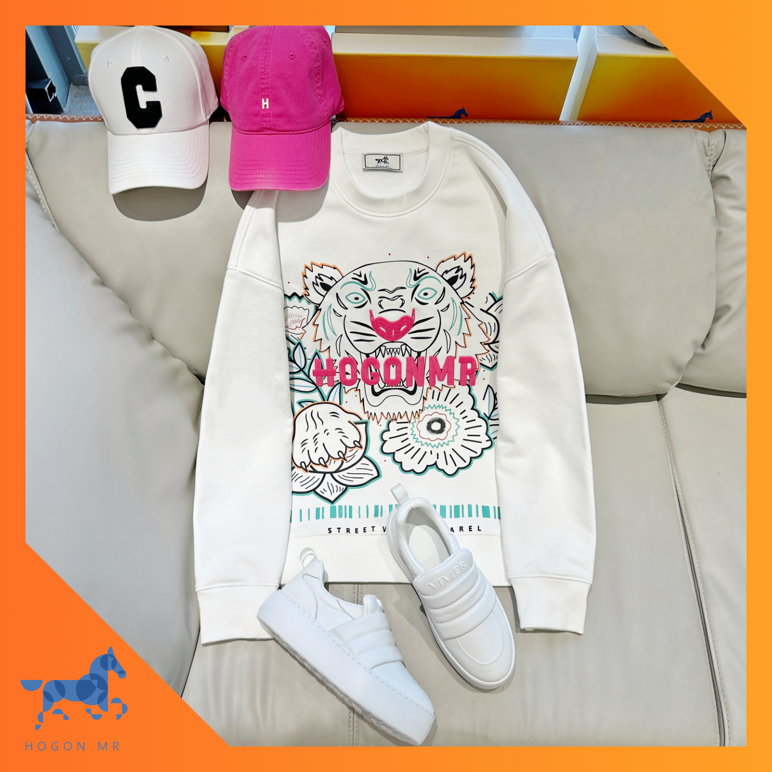 HOGON MR｜【新款】虎头繁花系列字母卫衣潮流情侣款男女休闲款