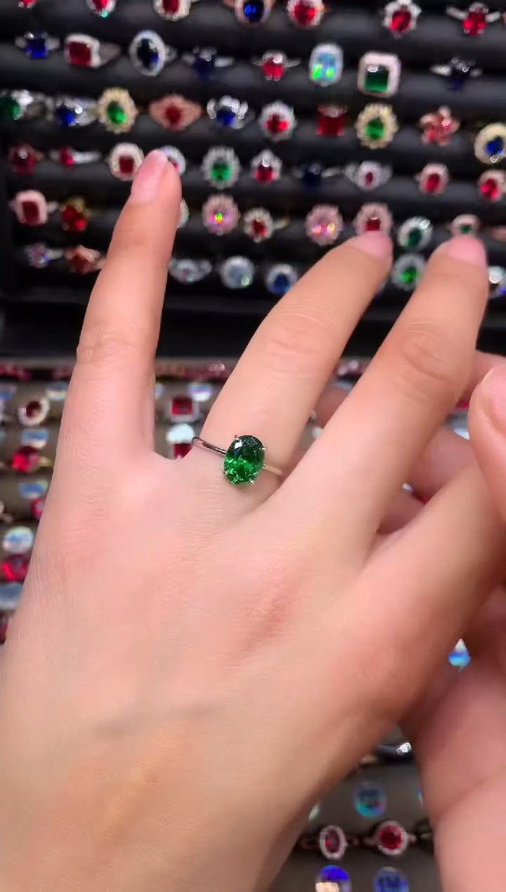 【闪购商品】透辉石戒指银S925镶嵌68