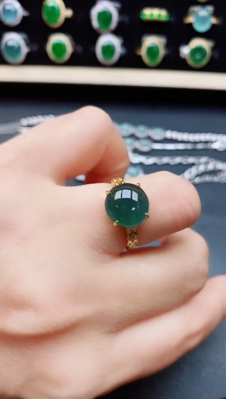 翡翠戒指银S925镶嵌5080501