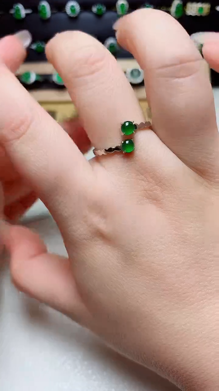 翡翠戒指银S925镶嵌天然翡翠s925银镶嵌