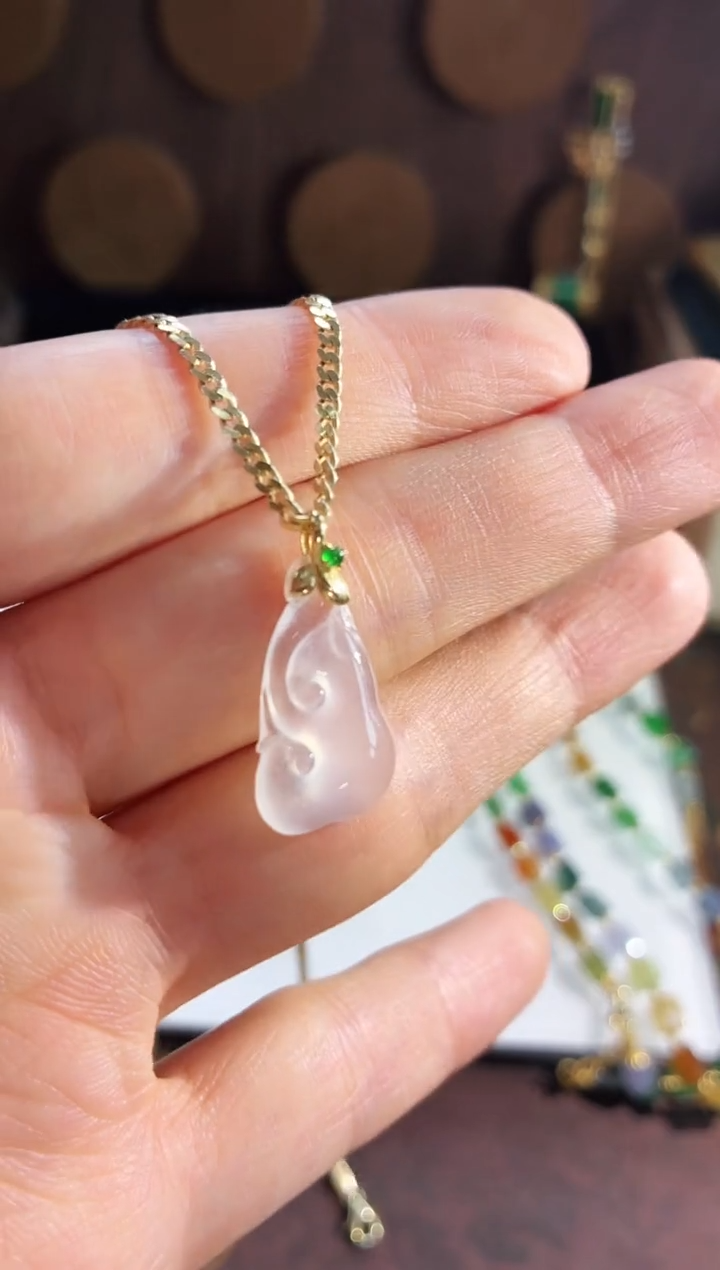 吊坠(不含链)18K金镶嵌翡翠吊坠