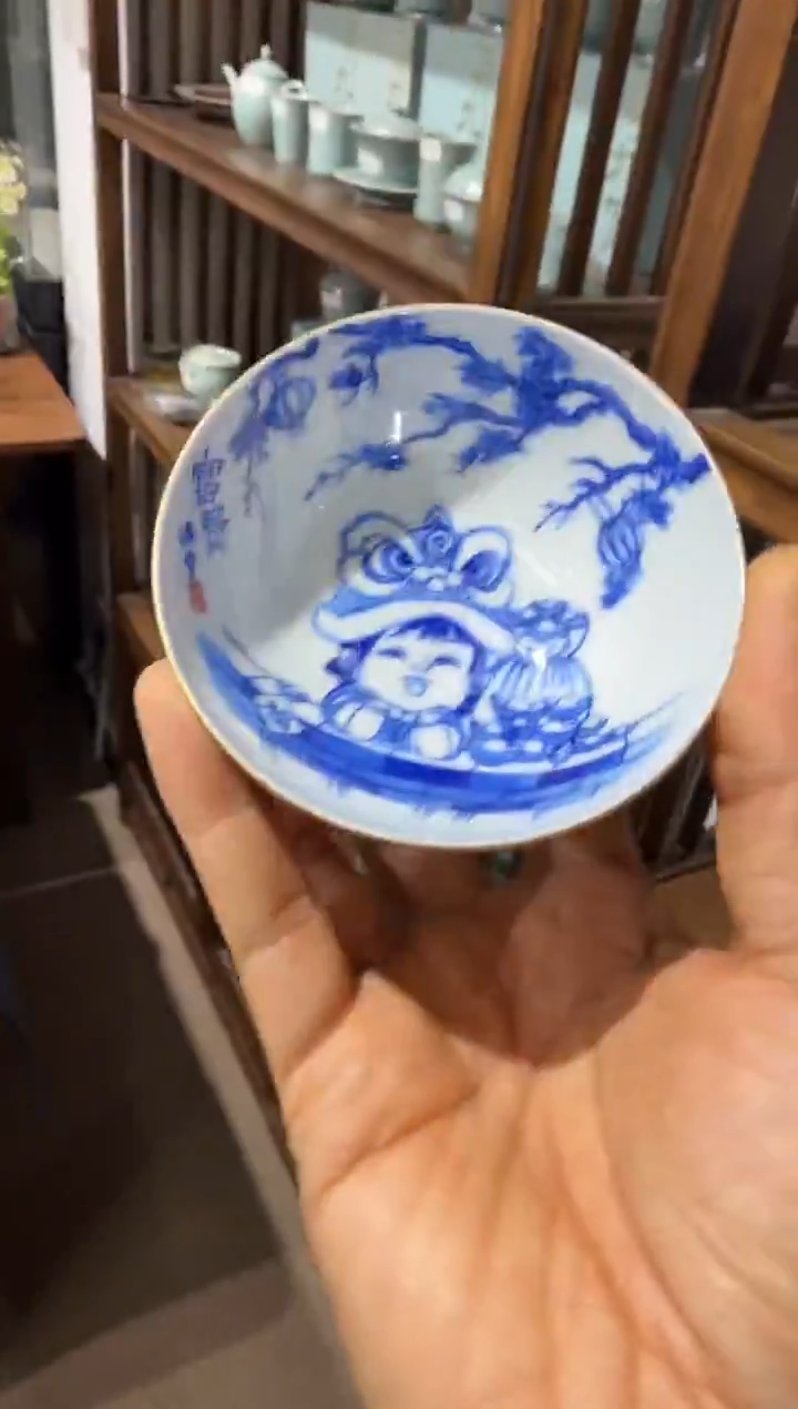 58-3宝石红富贵满堂鸡心杯（良朋珍玩）