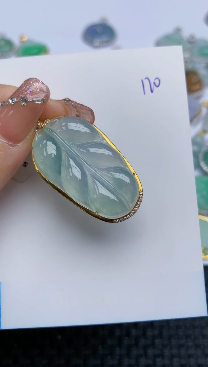 【闪购商品】翡翠颈饰18K金镶嵌天然A货翡翠 120