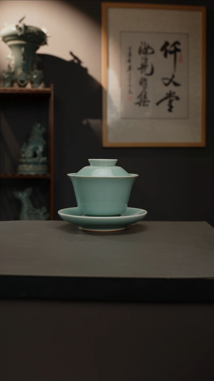 【闪购商品】杯仿古釉原矿 三才盖碗