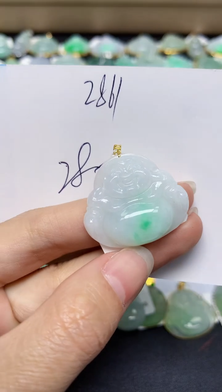 翡翠18K金镶嵌颈饰 天然翡翠A货