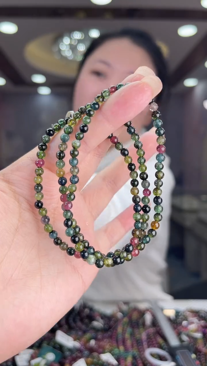 【闪购商品】/未镶嵌碧玺4mm+碧玺多圈多样性发货