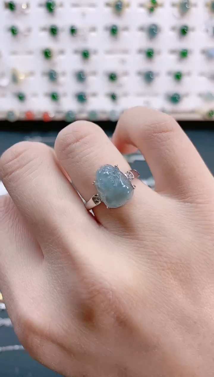 【闪购商品】翡翠戒指银S925镶嵌天然翡翠