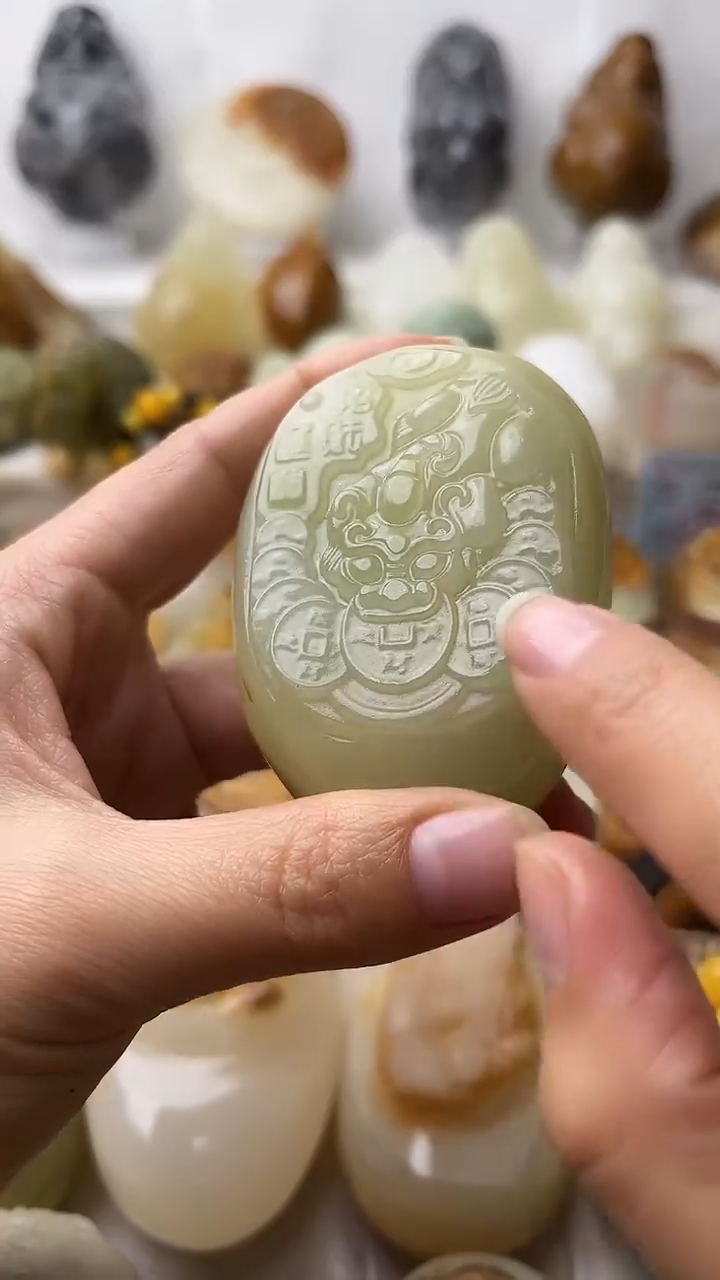 石材古青石棉纹正常不退换貔貅微瑕