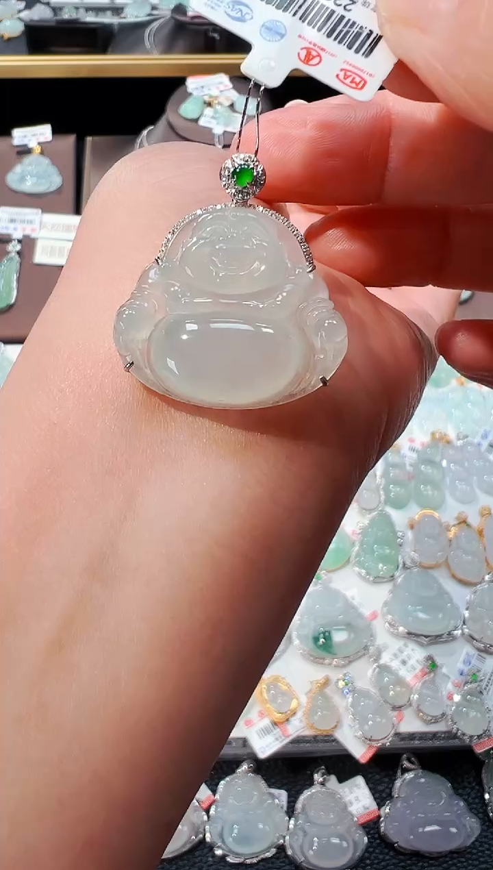 【闪购商品】翡翠吊坠(不含链)18K金镶嵌佛公吊坠997