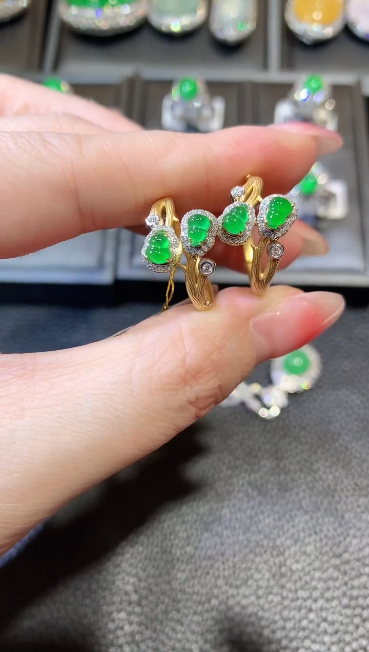 【闪购商品】翡翠戒指18K金镶嵌A28    多样性发货一件