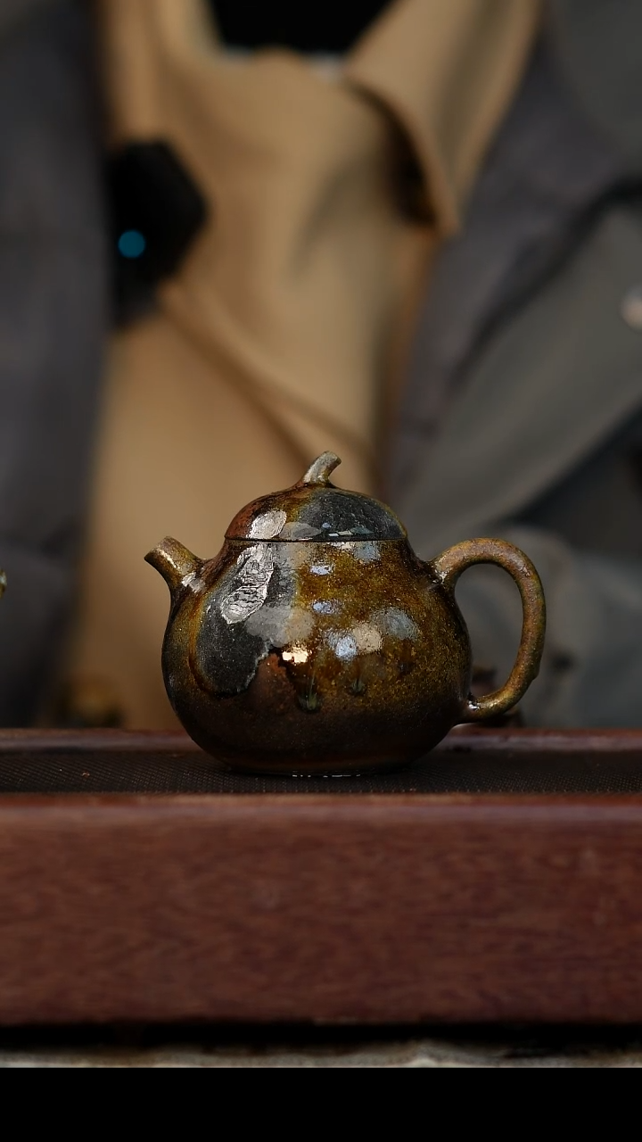 茶壶紫砂柴烧紫砂天青茄瓜