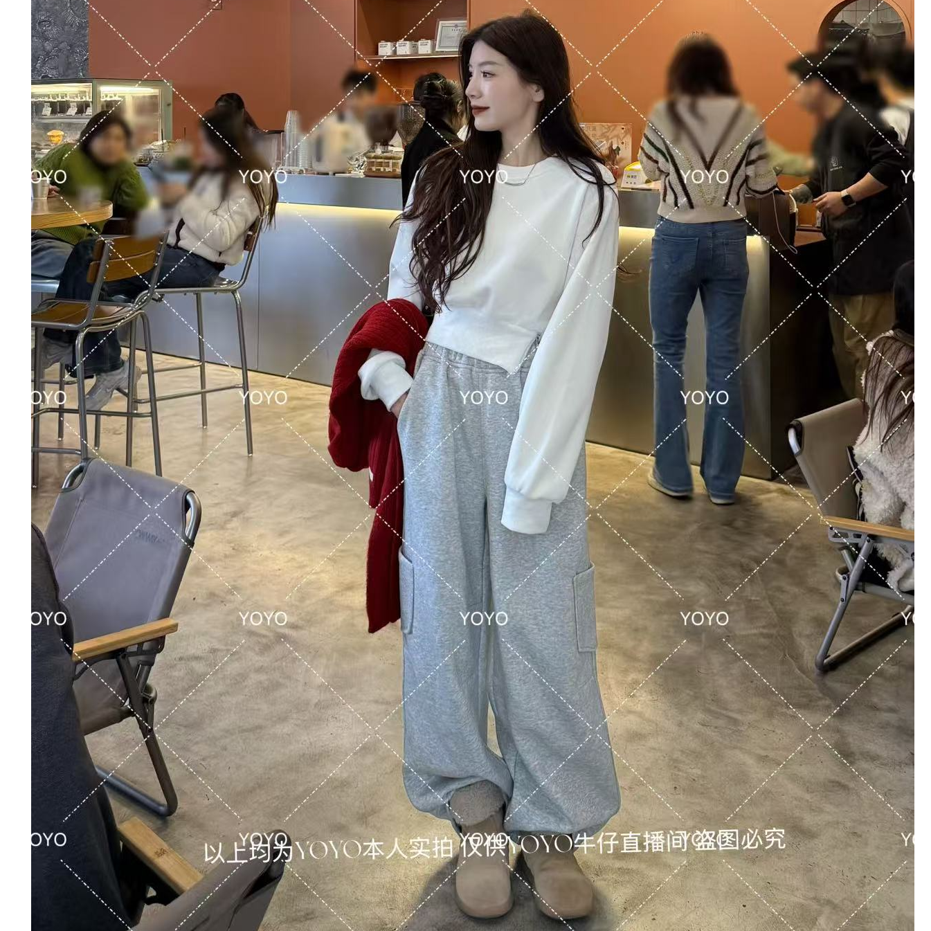 YOYO自制2【工装卫裤】加绒加厚冬款宽松时尚休闲百搭阔腿拖地裤