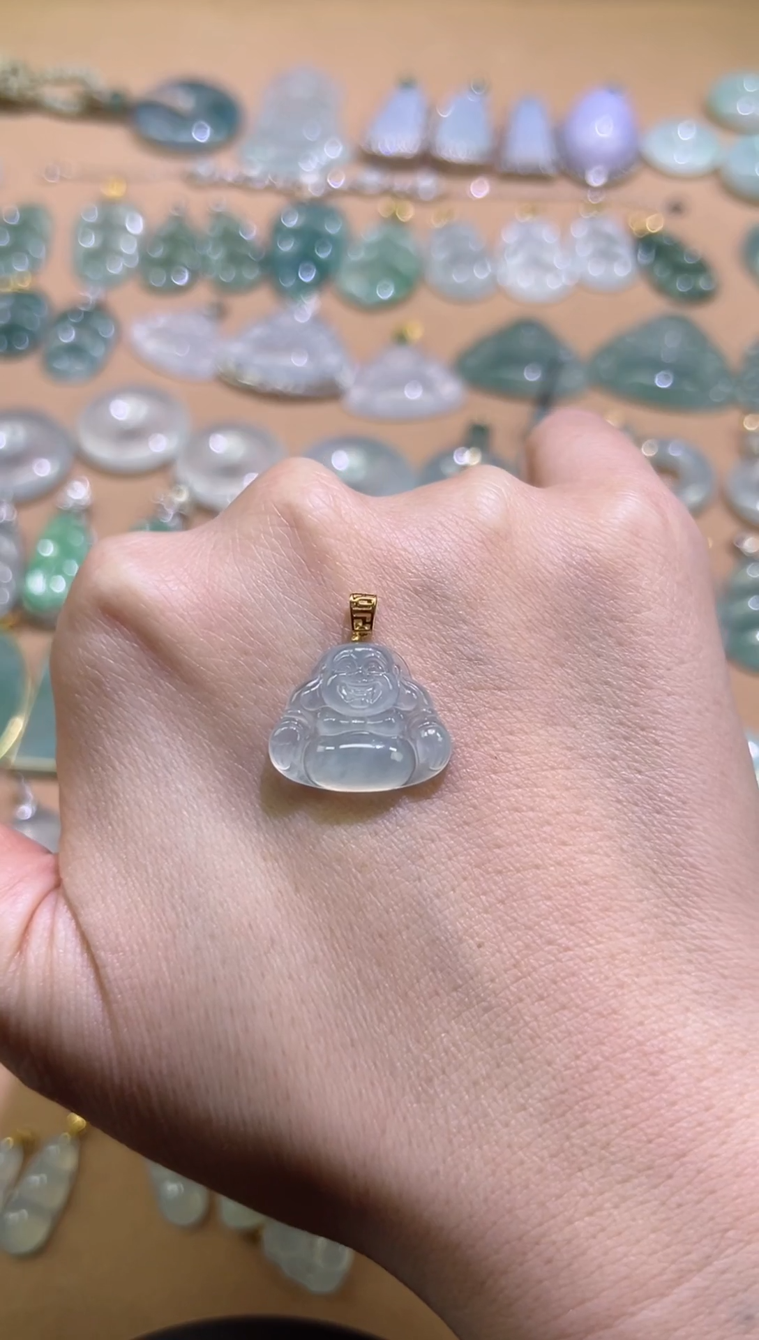 【闪购商品】翡翠颈饰18K金镶嵌佛公