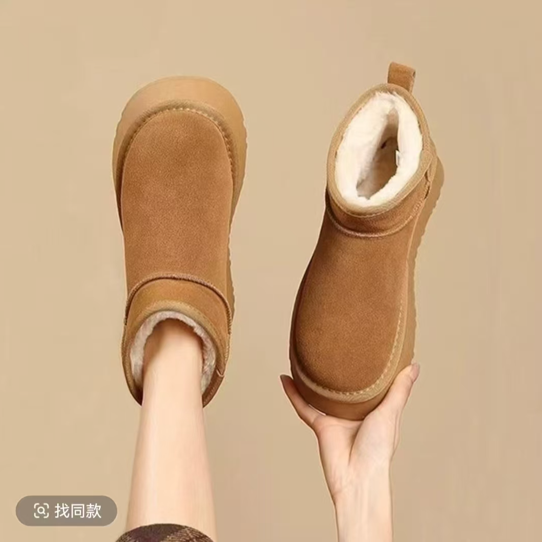 保暖时尚雪地靴加厚灰色雪地靴皮毛一体冬季百搭