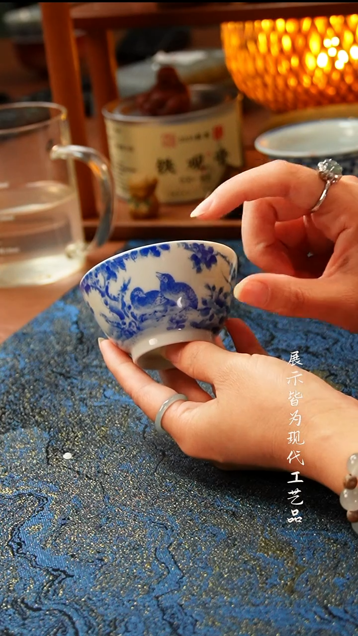 景德镇陶瓷双鸟单杯