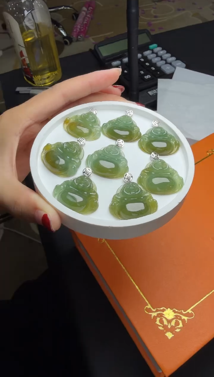 颈饰18K金镶嵌翡翠TJYM798-2 佛公多样性1件