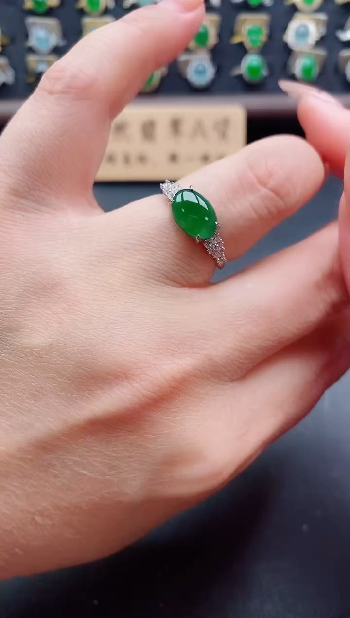 银S925镶嵌戒指翡翠1