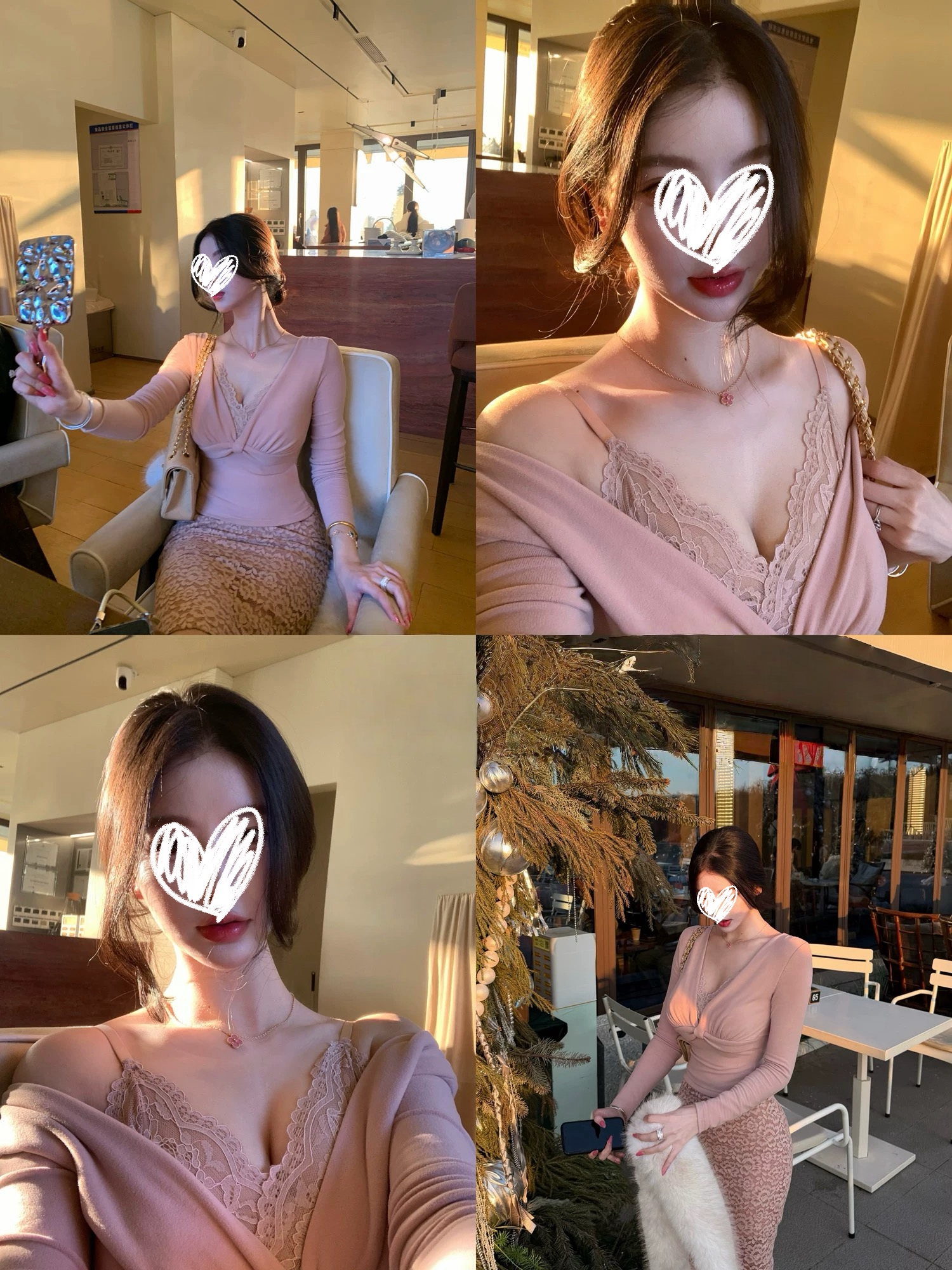 捕梦录 蕾丝领带胸垫长袖女秋冬