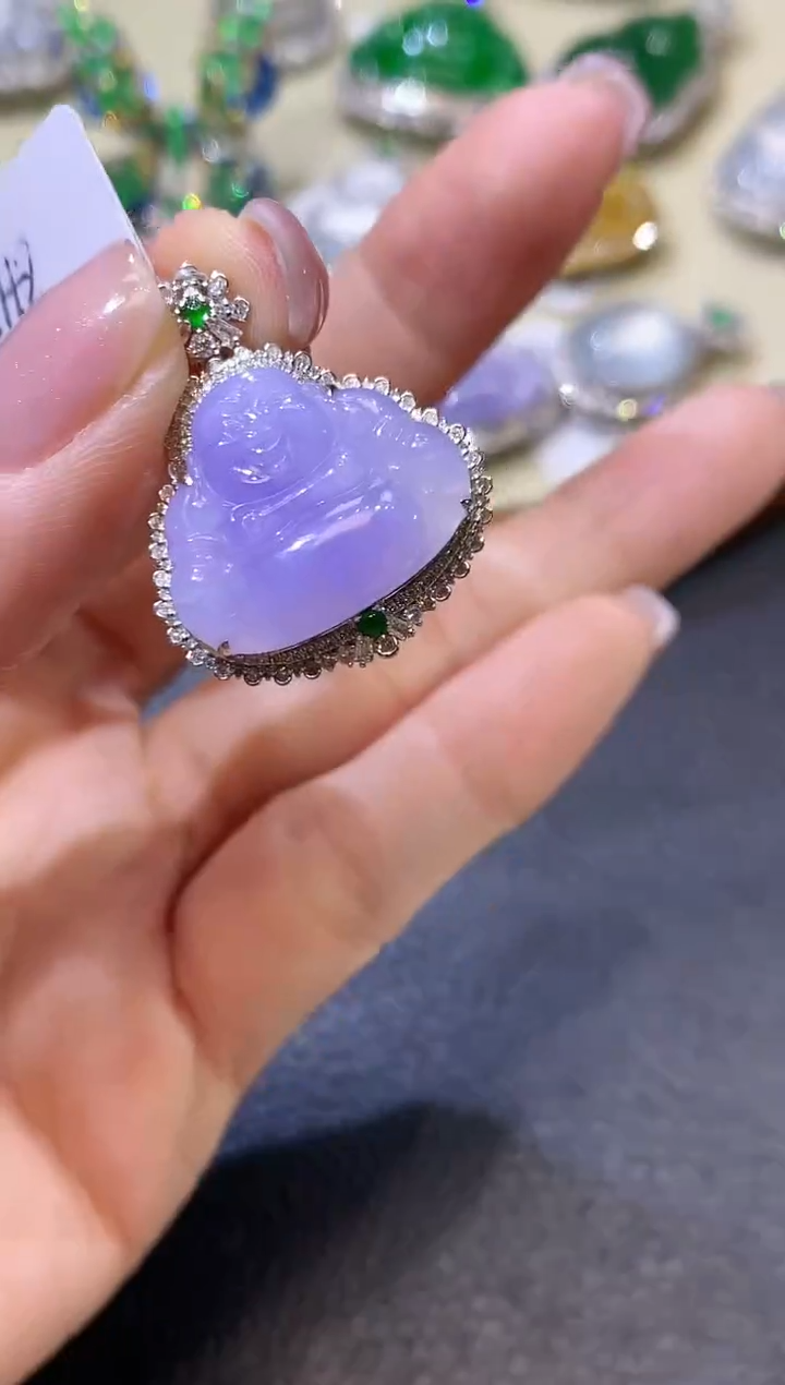 【闪购商品】翡翠吊坠(不含链)18K金镶嵌D37紫货有一定色差