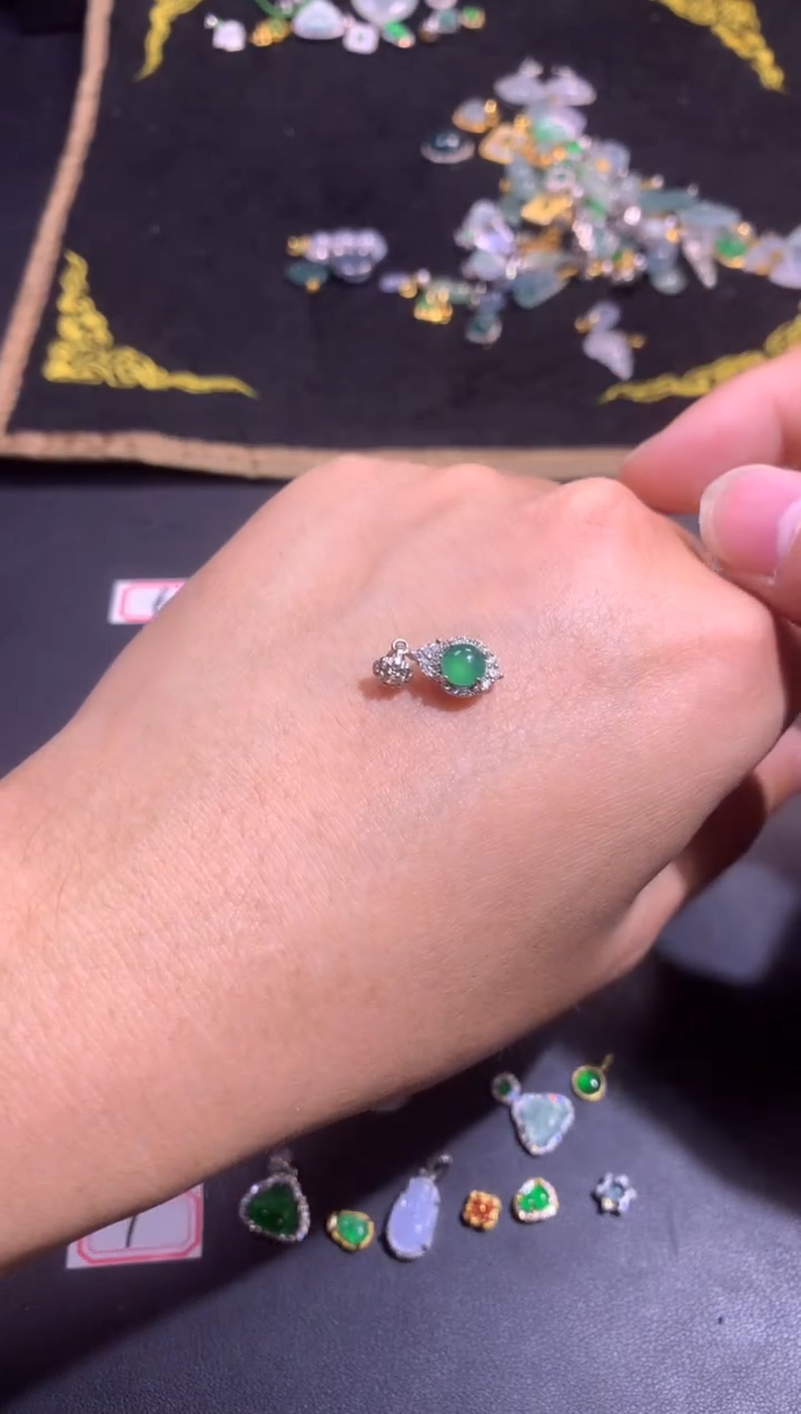 翡翠银S925镶嵌吊坠(不含链)111