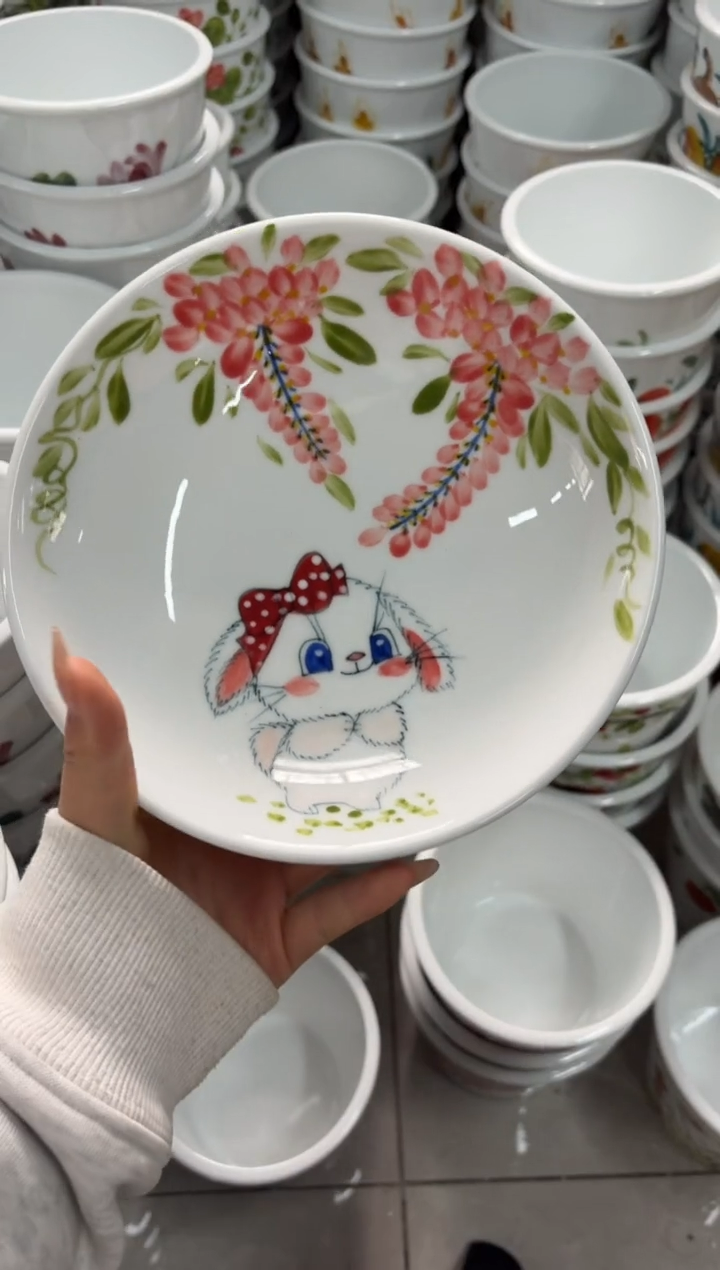 瓷片景德镇高温陶瓷食品级手绘釉中彩-圆深盘