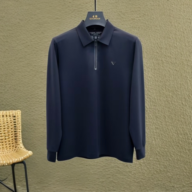 【长袖T恤1203】男士秋款商务绅士时尚都市纯色休闲T恤长袖polo衫